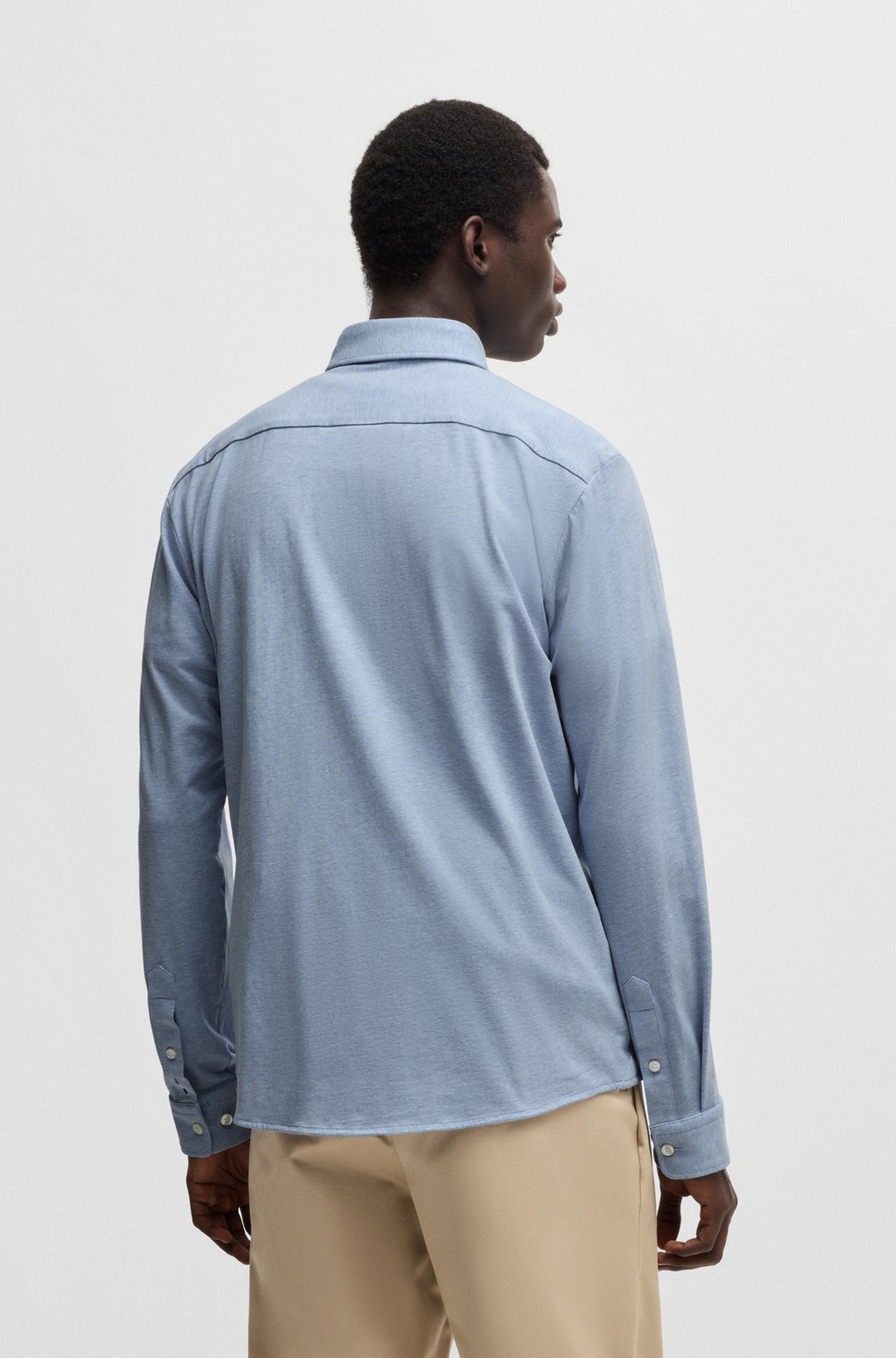 SLIM-FIT SHIRT IN STRETCH-COTTON JERSEY - 5