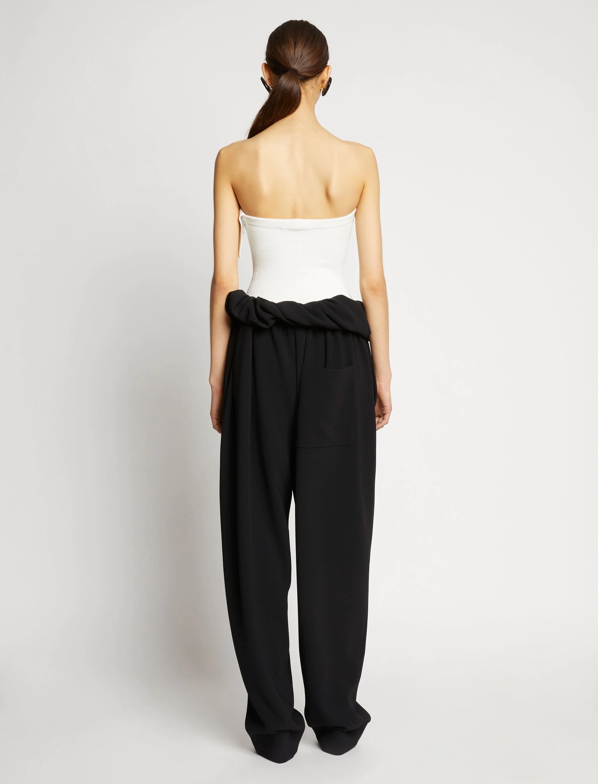 Matte Viscose Crepe Roll Waist Pants - 4