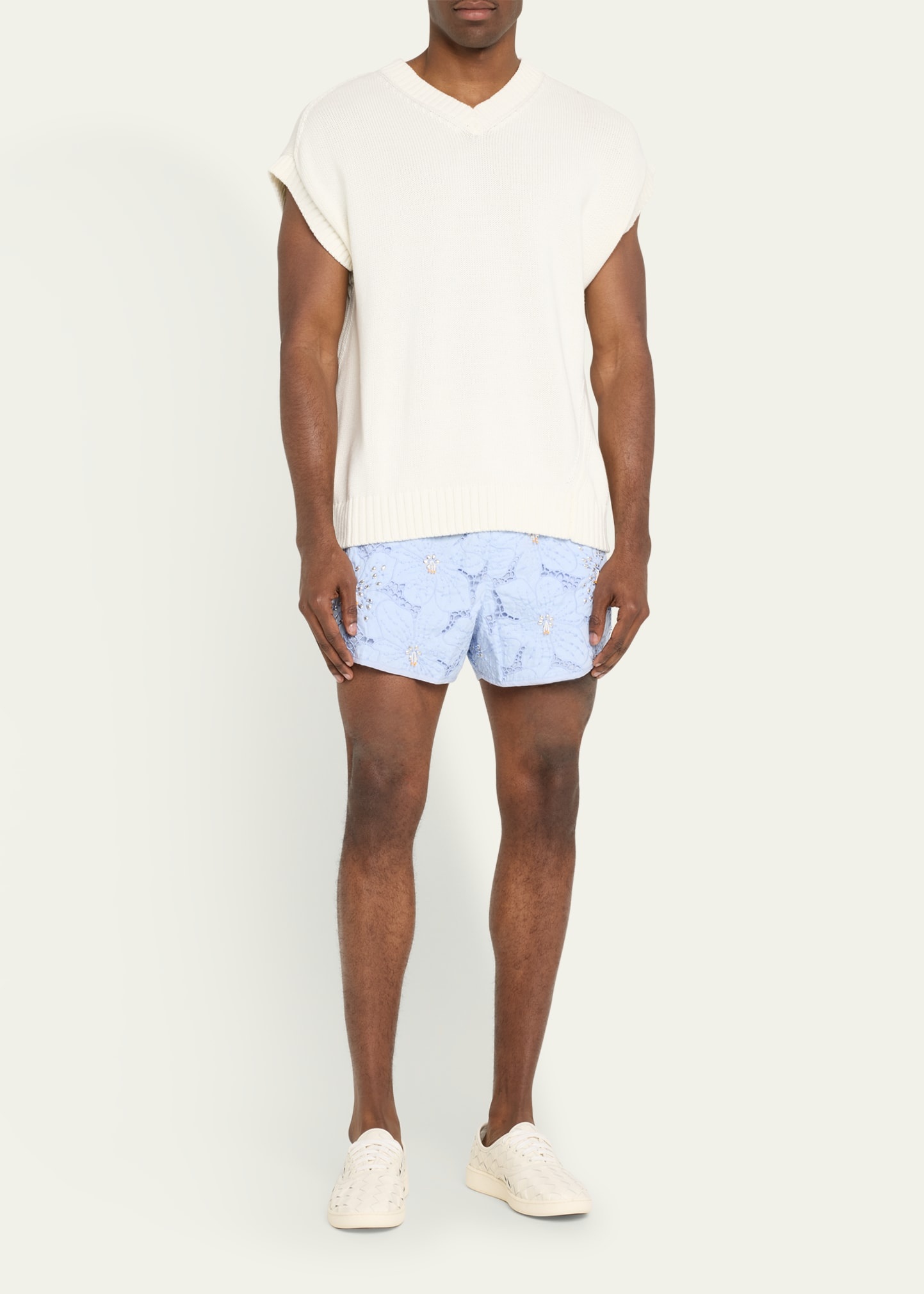 Men's Embellished Floral Lace Running Shorts - 2