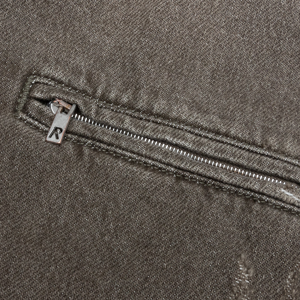 COLLARED DENIM JACKET - WASHED OLIVE - 3