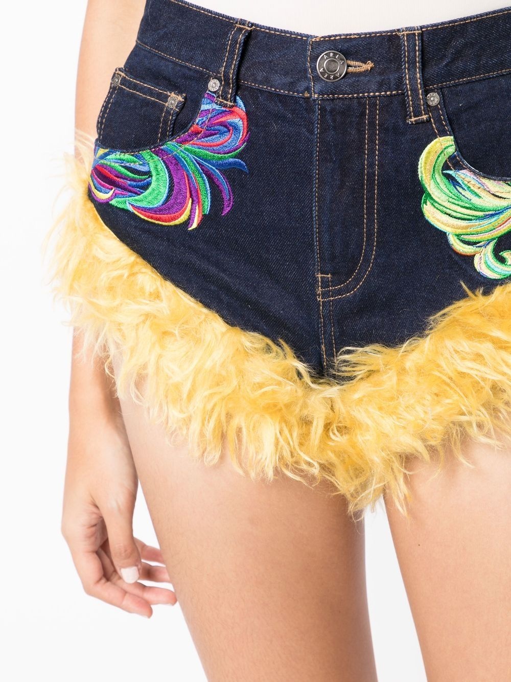 wool-trim denim shorts - 5