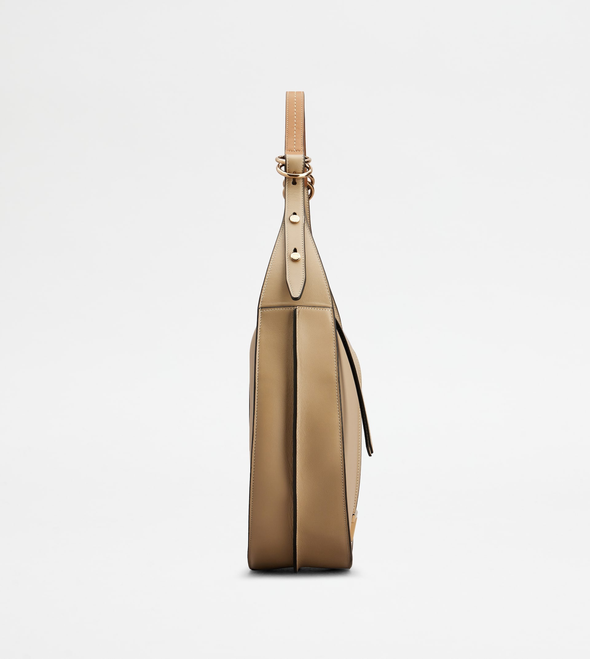 T TIMELESS HOBO BAG IN LEATHER MEDIUM - BEIGE - 2