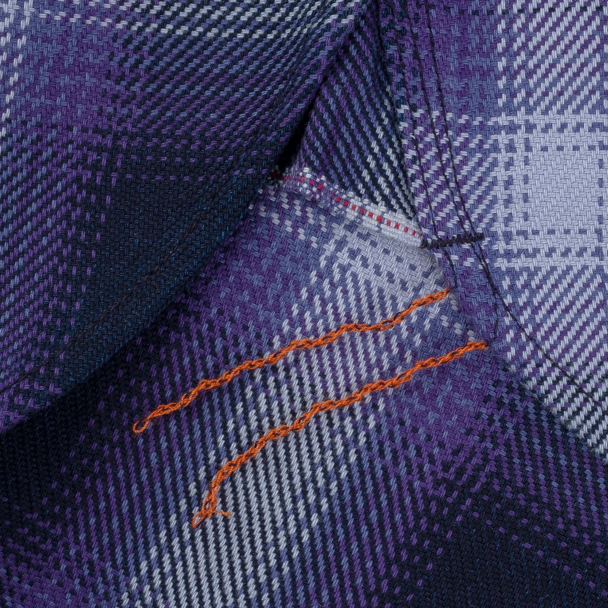 IHWF-001 9oz Selvedge Ombré Check Work Shirt - Purple - 13
