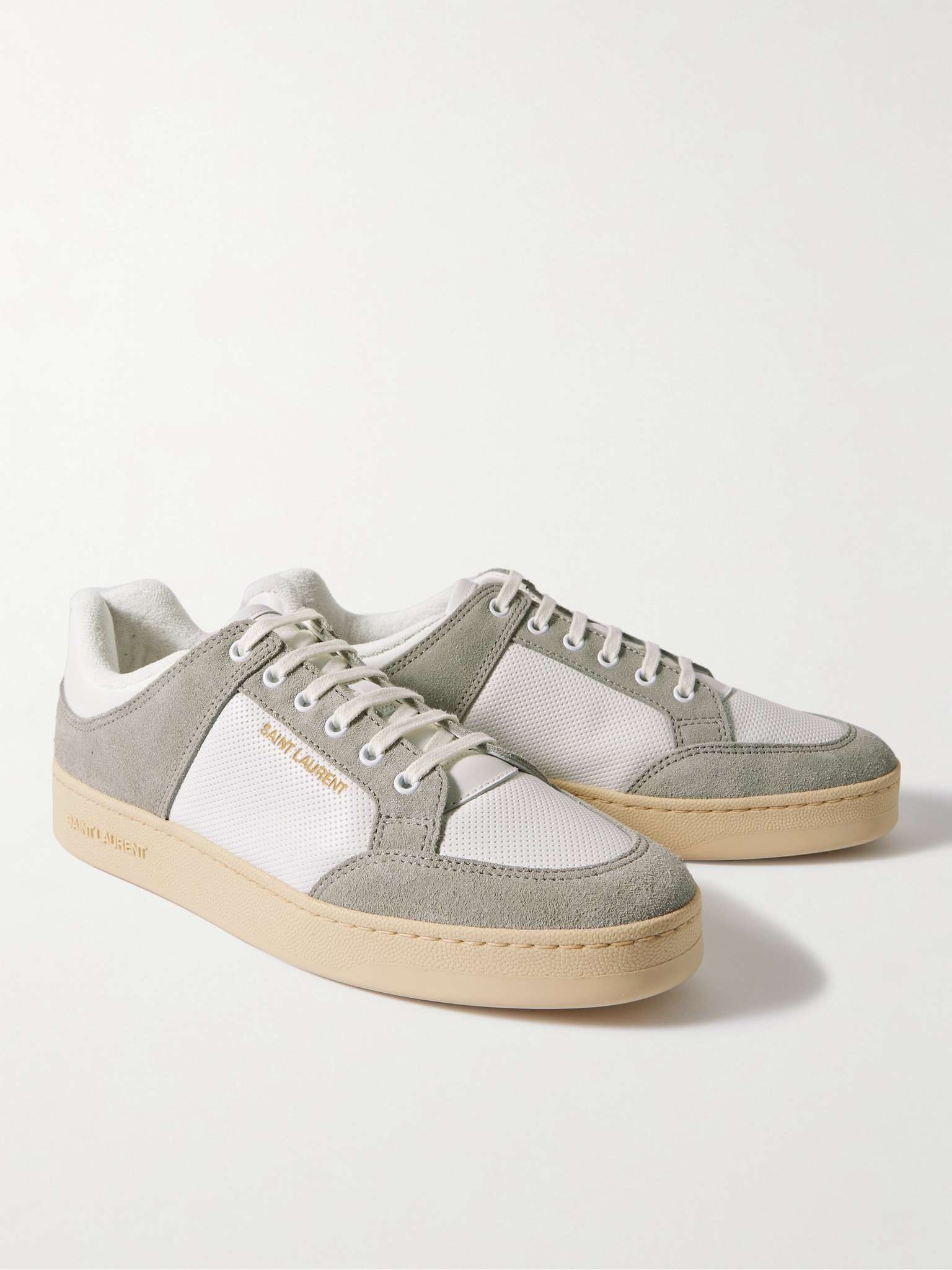 SL/61 Perforated Leather and Suede Sneakers - 4