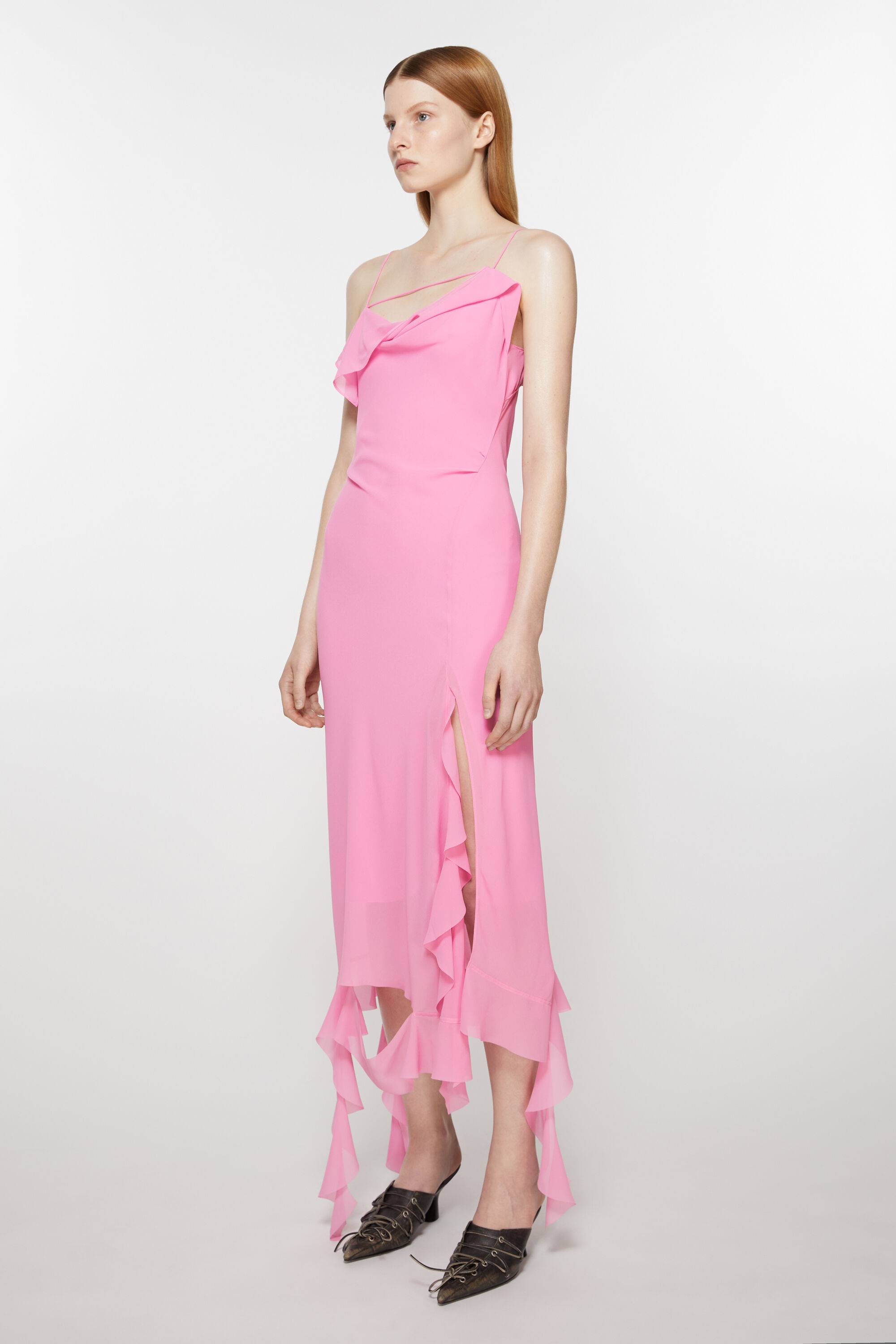 Ruffle strap dress - Bubble Pink - 3