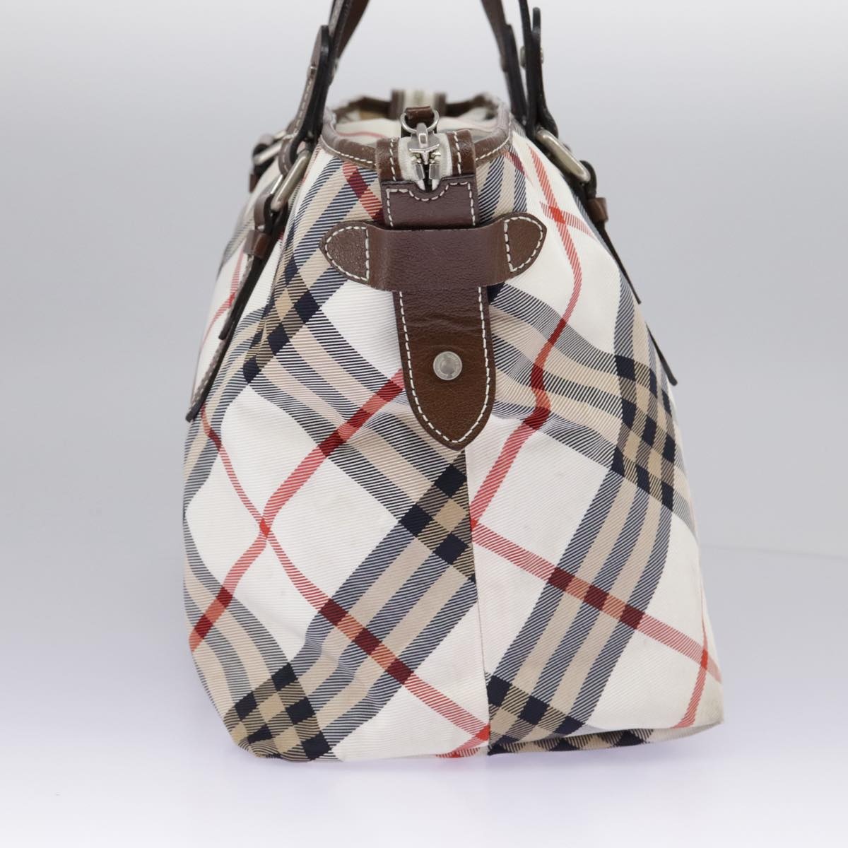 Burberry Nova Check Blue Label Tote Bag Nylon Beige Silver - 4