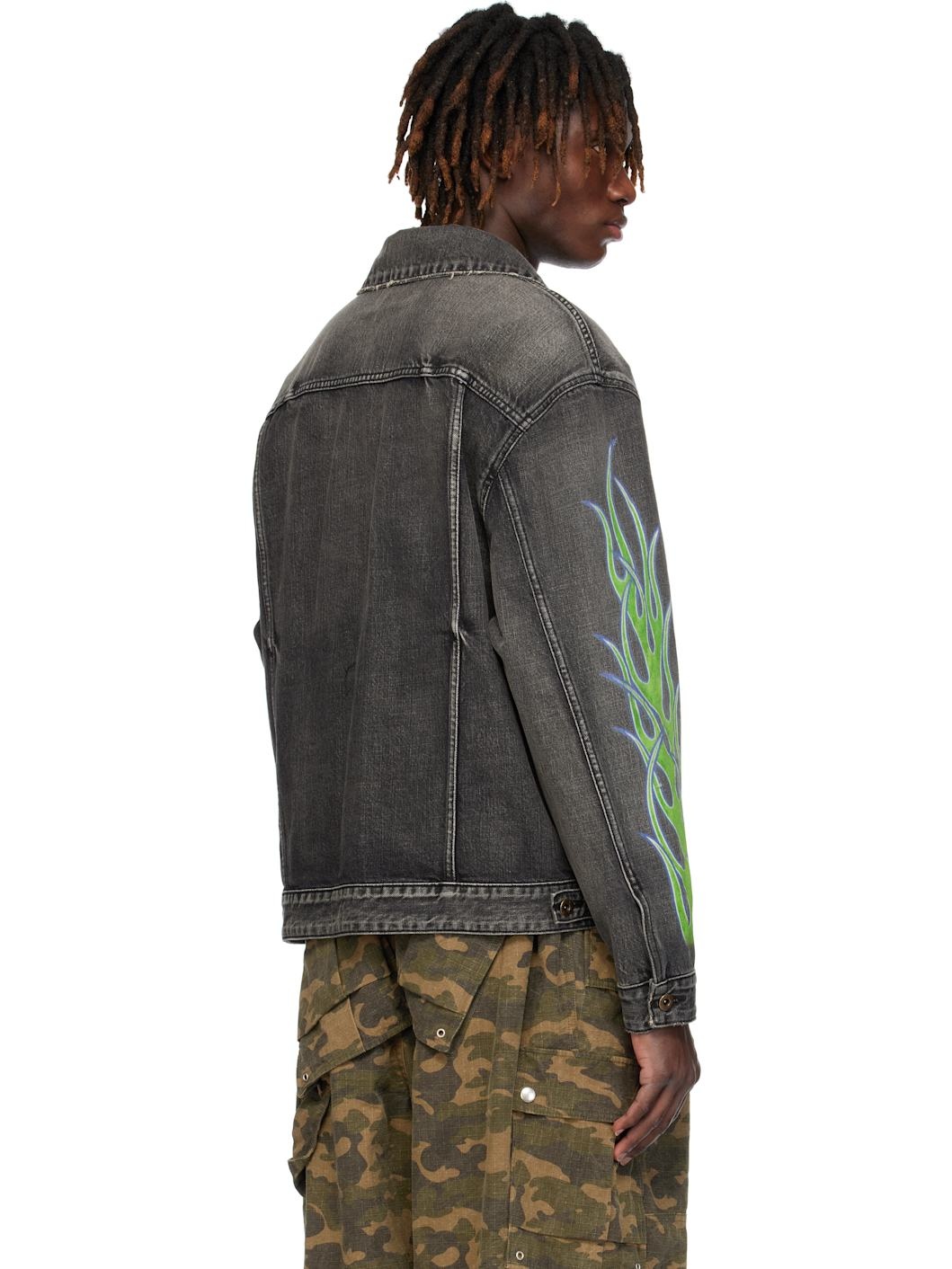 Black Blaze Logo Denim Jacket - 3