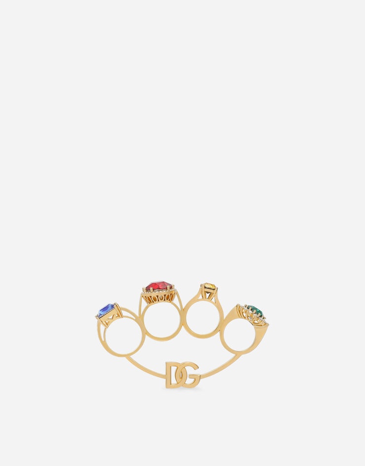 Knucklebuster ring with colorful rhinestones - 2