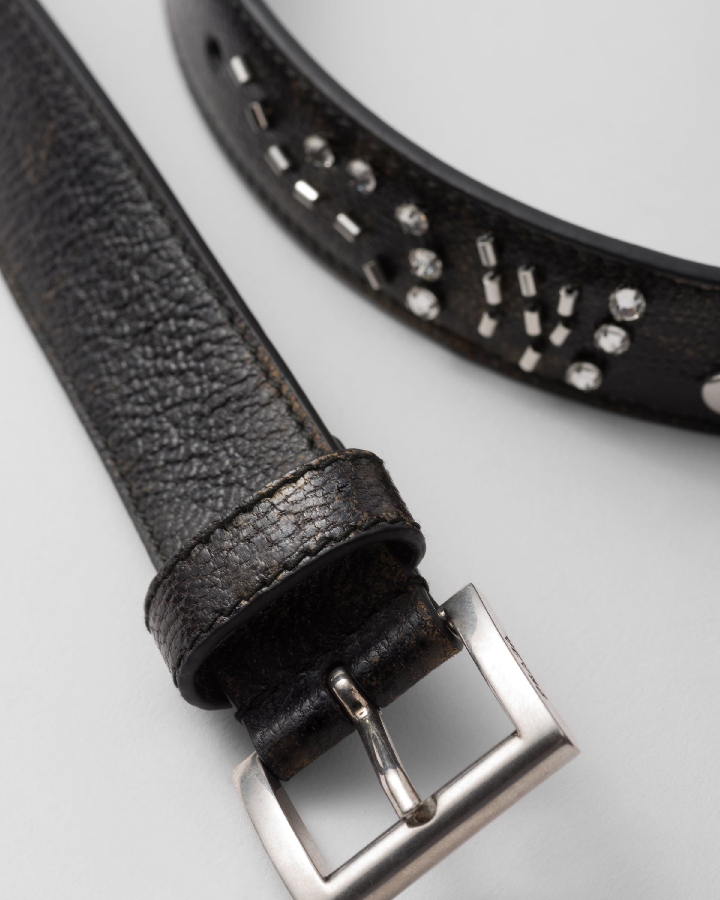 Antiqued madras leather belt - 3
