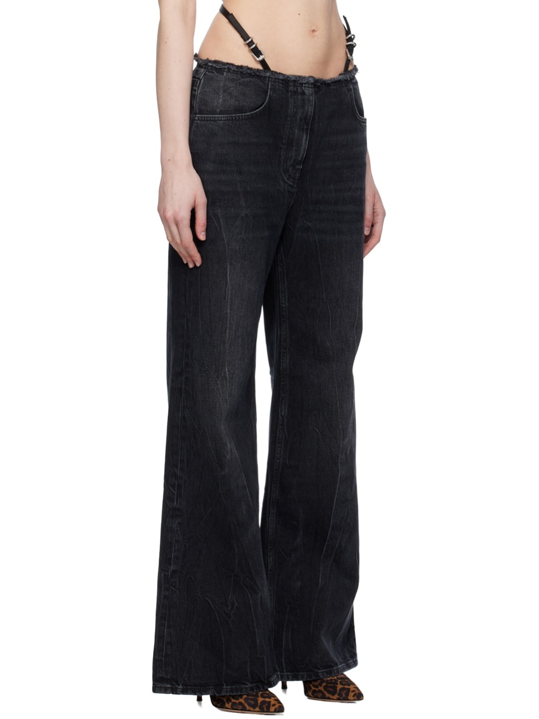 Black Voyou Belt Jeans - 2