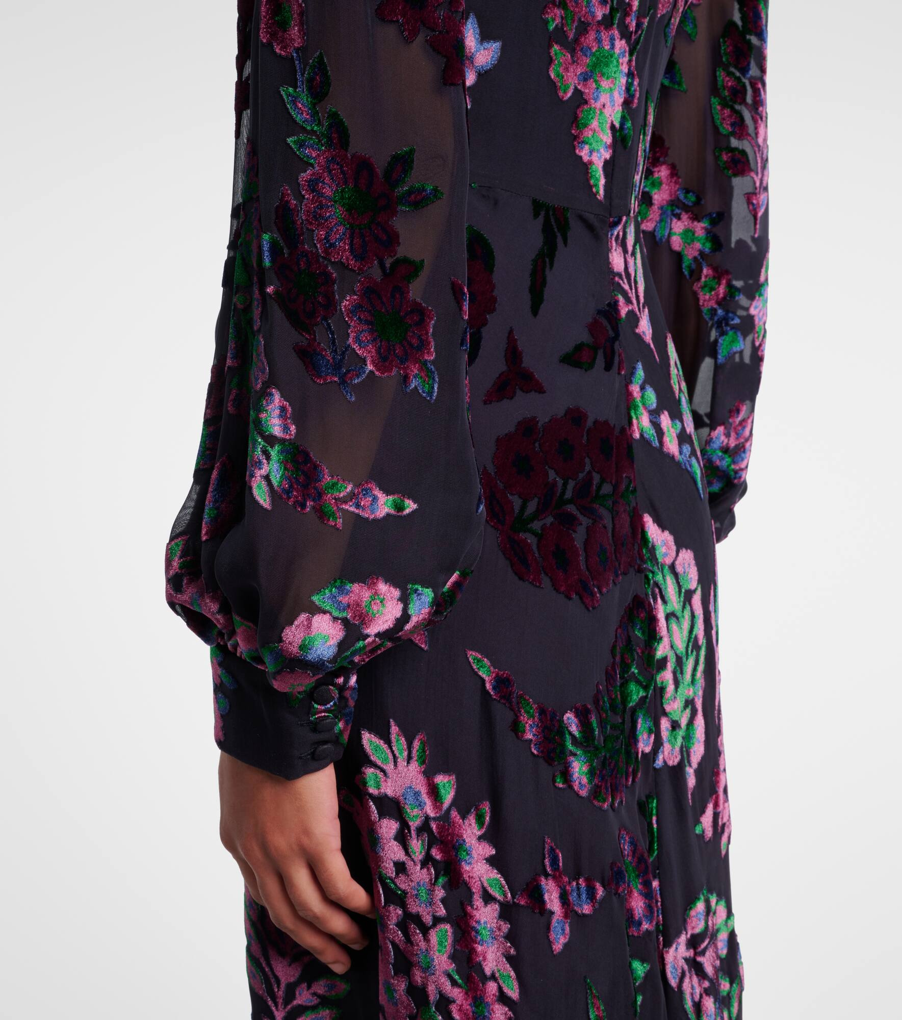 Embroidered sheer gown - 6