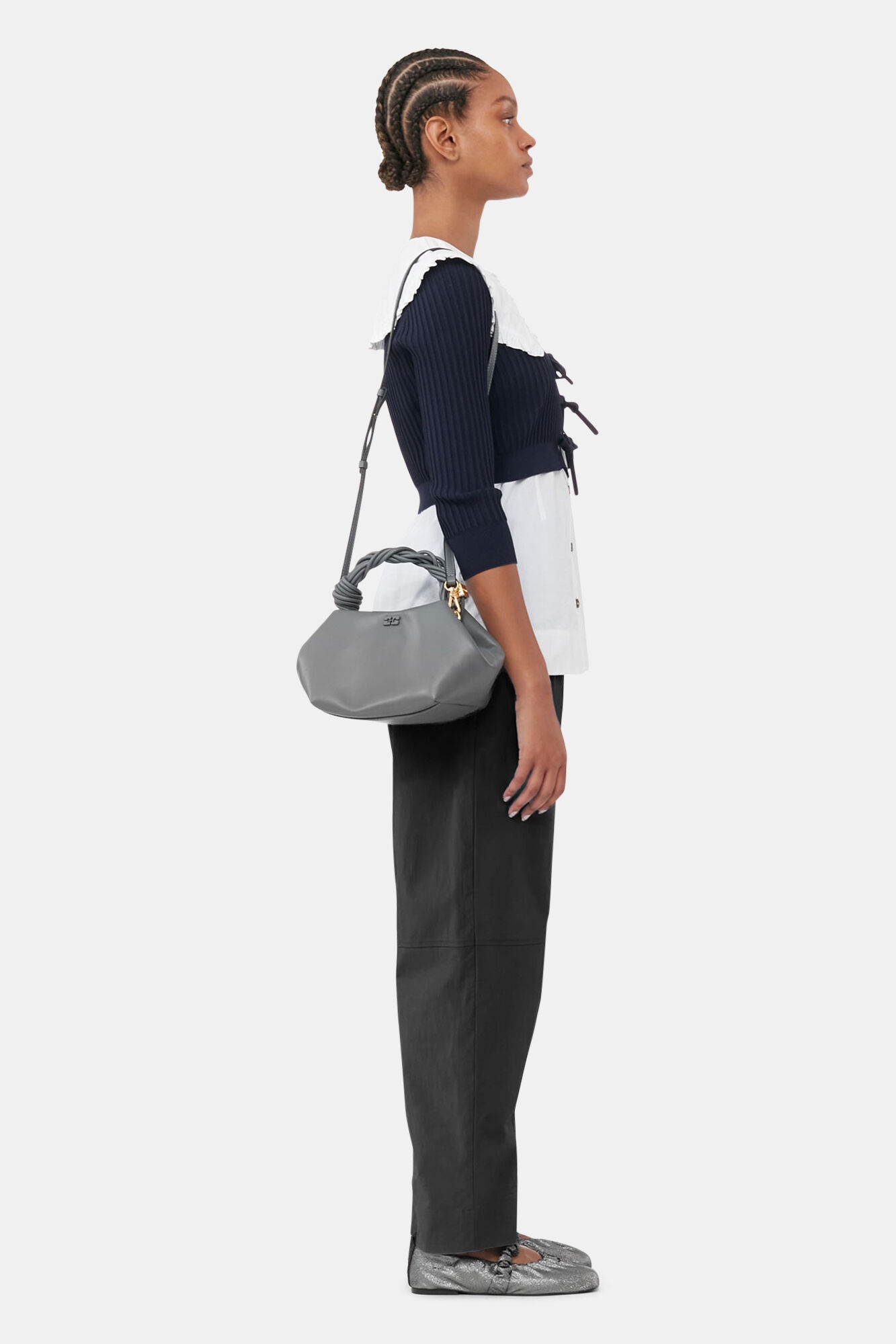 DARK GREY SMALL GANNI BOU BAG - 8