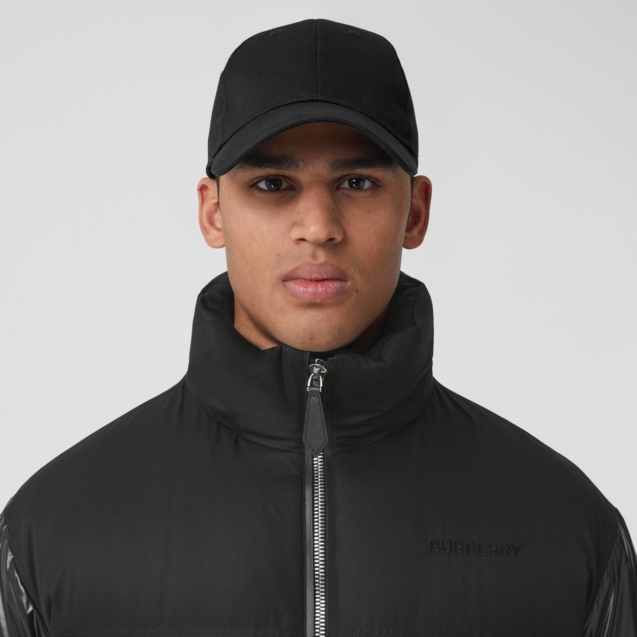 Contrast Panel Cotton Gabardine Puffer Jacket - 2