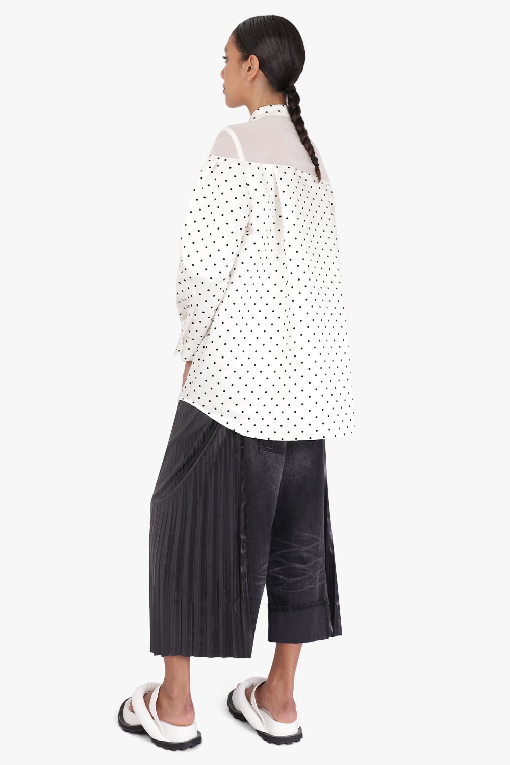 POLKA DOT FLOCK PRINT SHIRT | OFF WHITE - 5