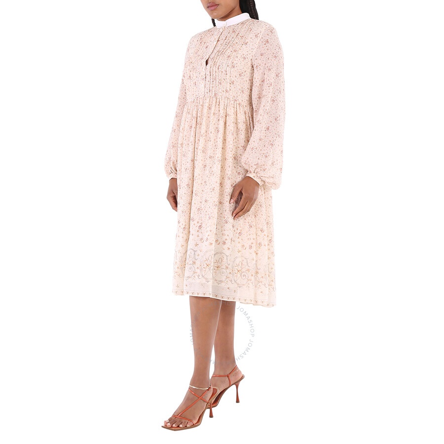 Chloe High-Neck Dress With Print in Dew Pink - 5