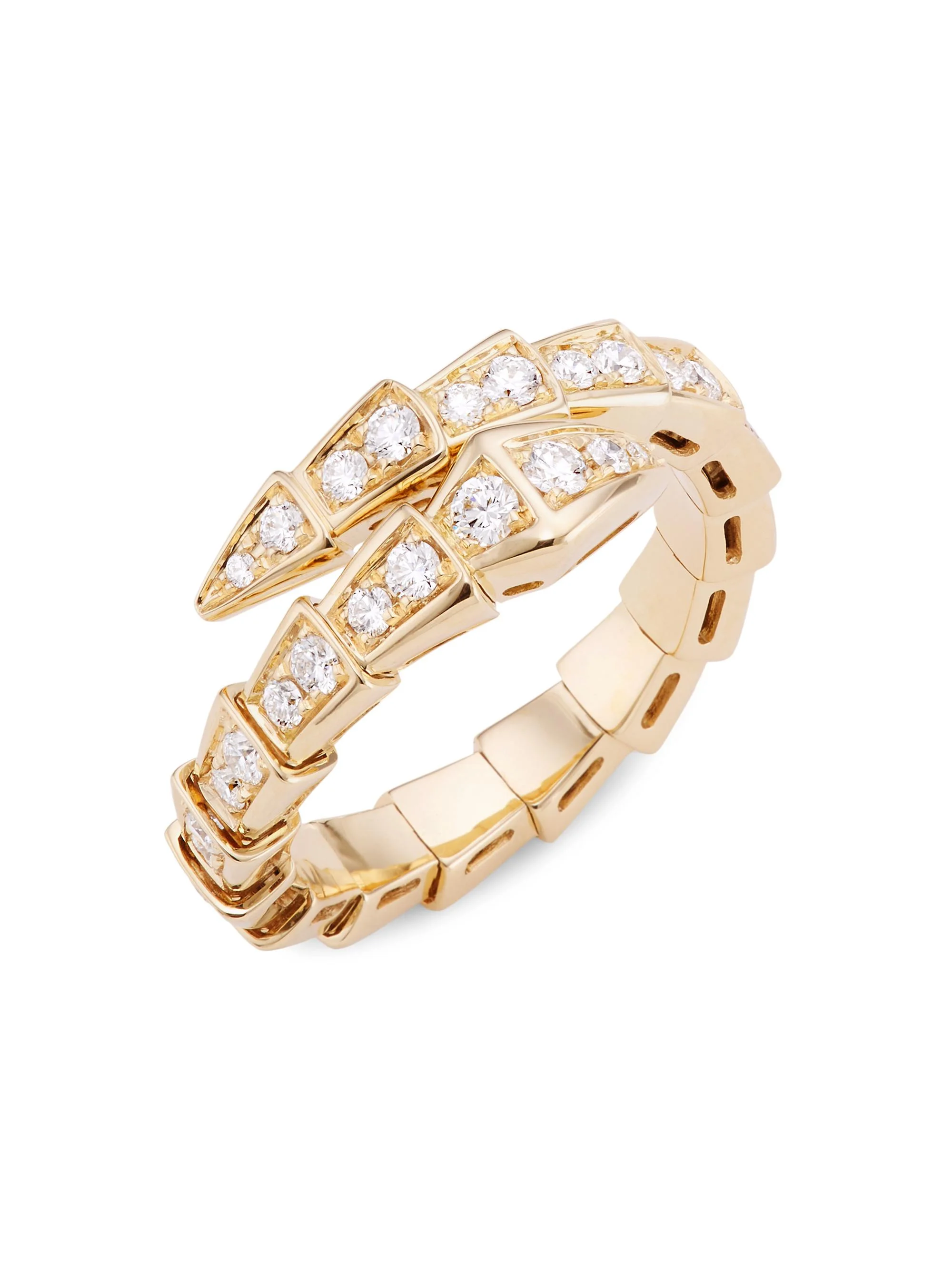 Women's Serpenti Viper 18K Yellow Gold & Diamond Wrap Ring - Gold - 1