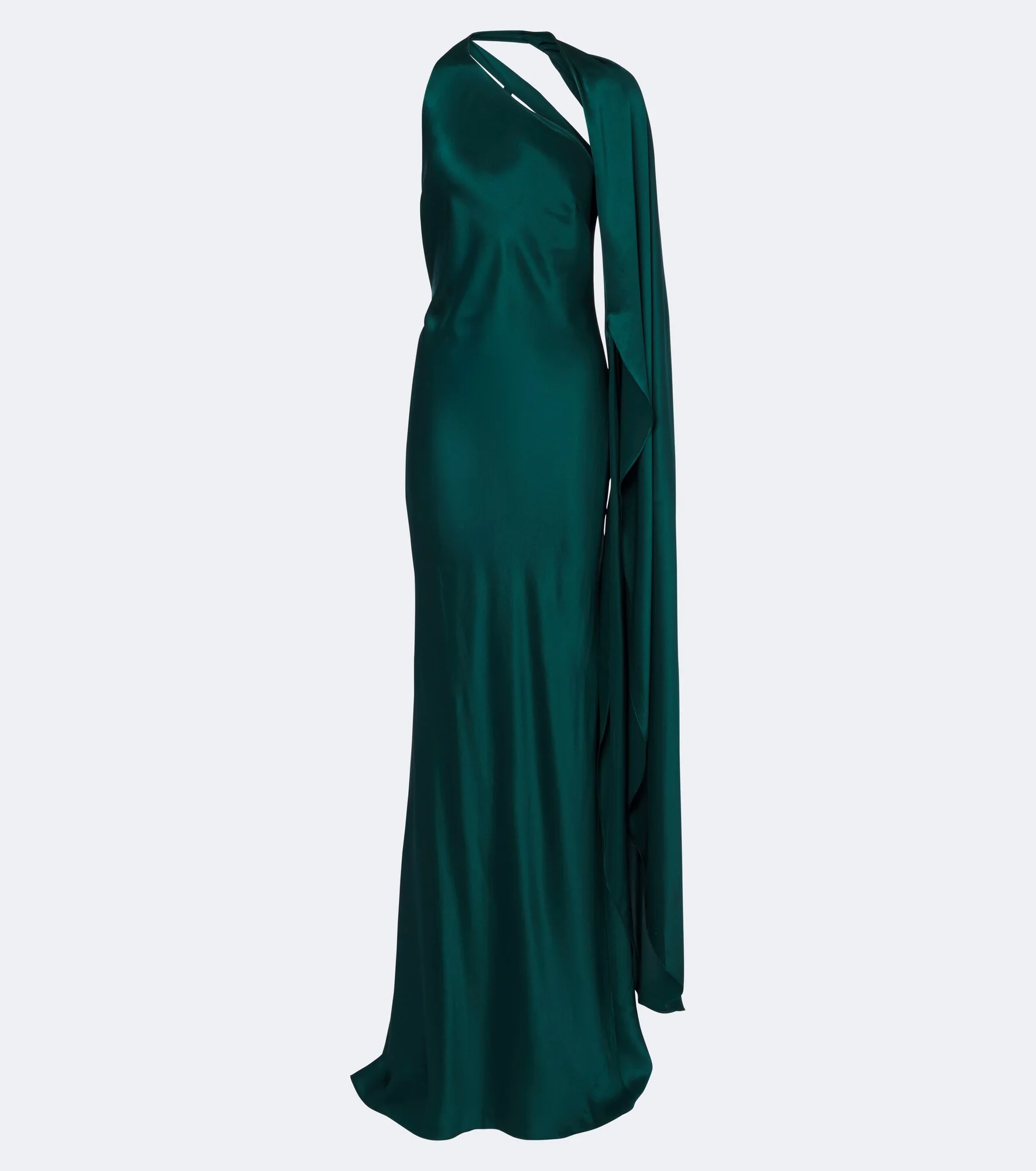 Caped one-shoulder silk satin gown - 1