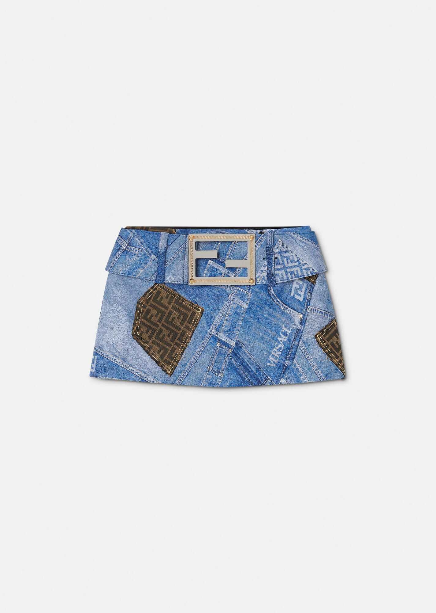 Fendace Denim Patchwork Mini Skirt - 6