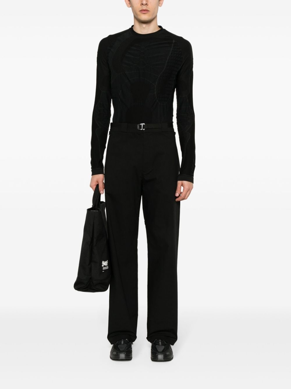 embroidered-logo straight-leg trousers - 2