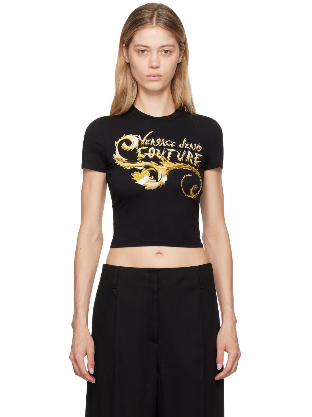 Black & Gold Chromo Couture Logo T-Shirt - 1