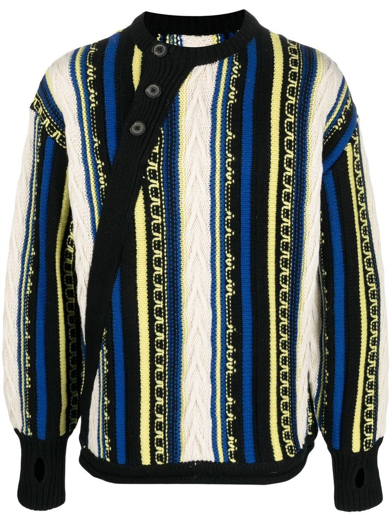 Frema striped-knit buttoned jumper 1