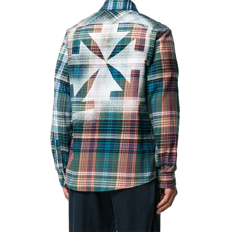 Off-White FW20 Arrows Printing Long-sleeved Shirt Men Green OMGA133E20FAB0014510 - 4