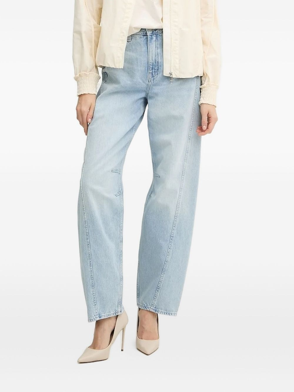 pleated-panel jeans - 1