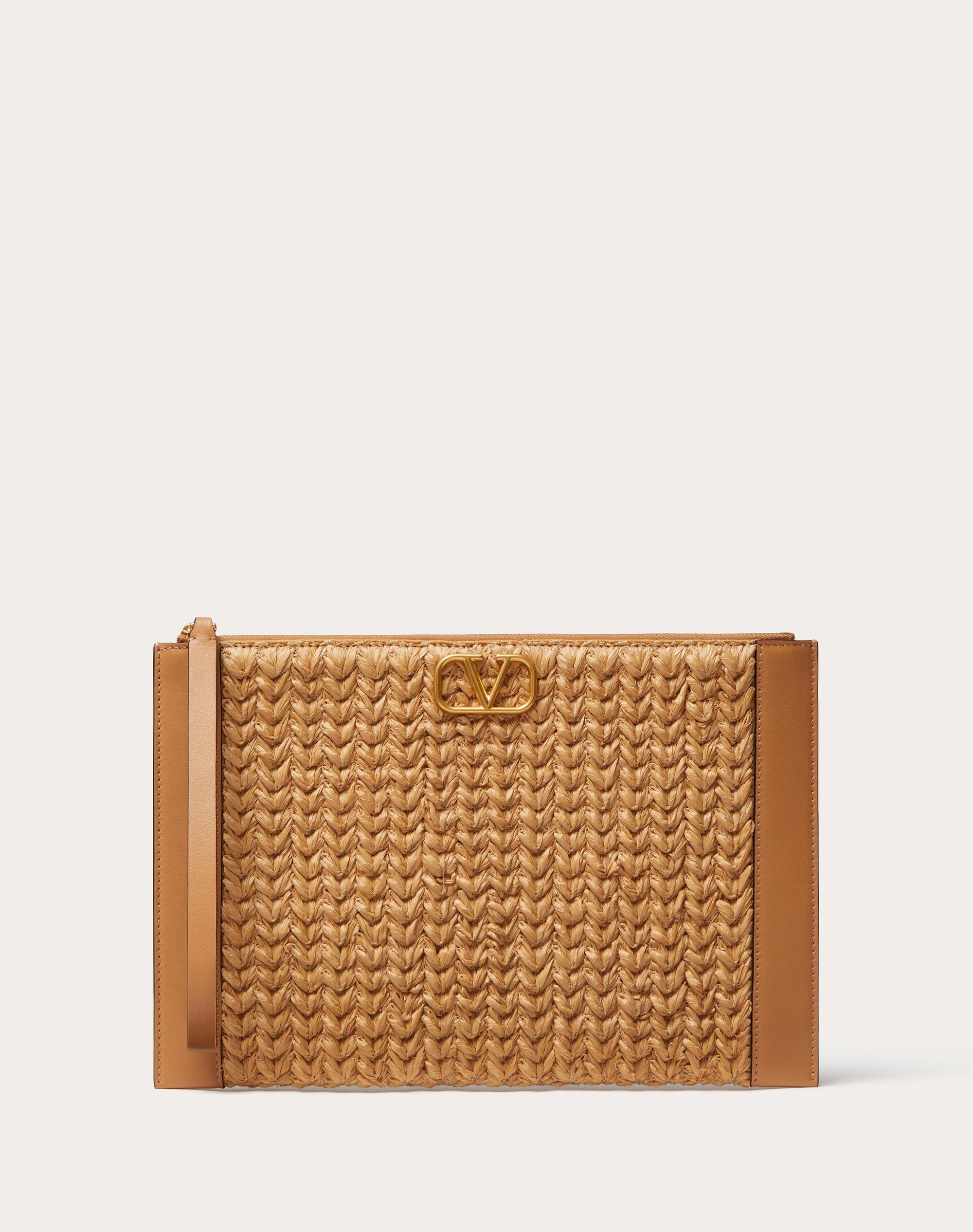 VLOGO SIGNATURE RAFFIA POUCH - 1