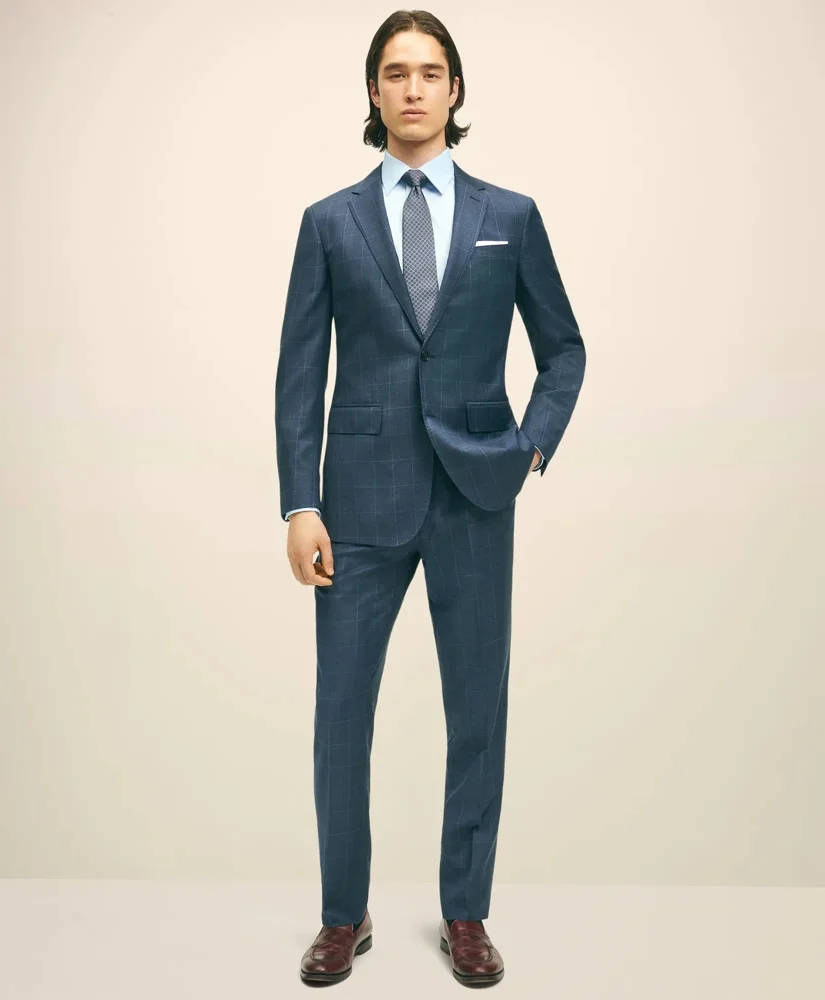 Slim Fit Wool Windowpane 1818 Suit - 1