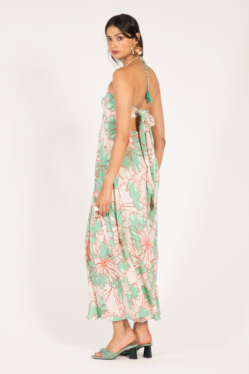 Long Dress Carla - Green Petal 5