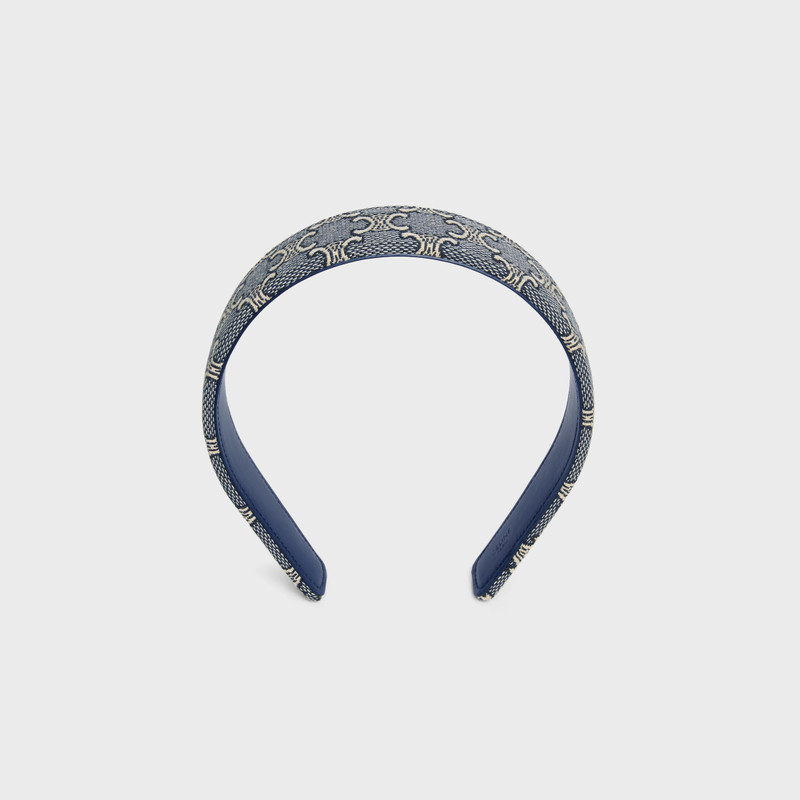 Celine Jacquard Triomphe Headband in Cotton, Polyamide, Polyester and Calfskin 1