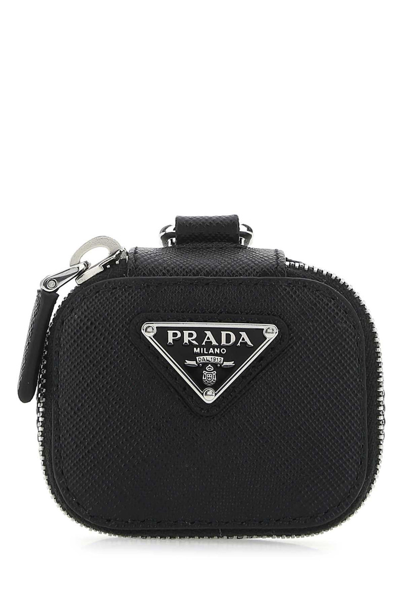 Prada Men Black Leather Air Pods Case - 1