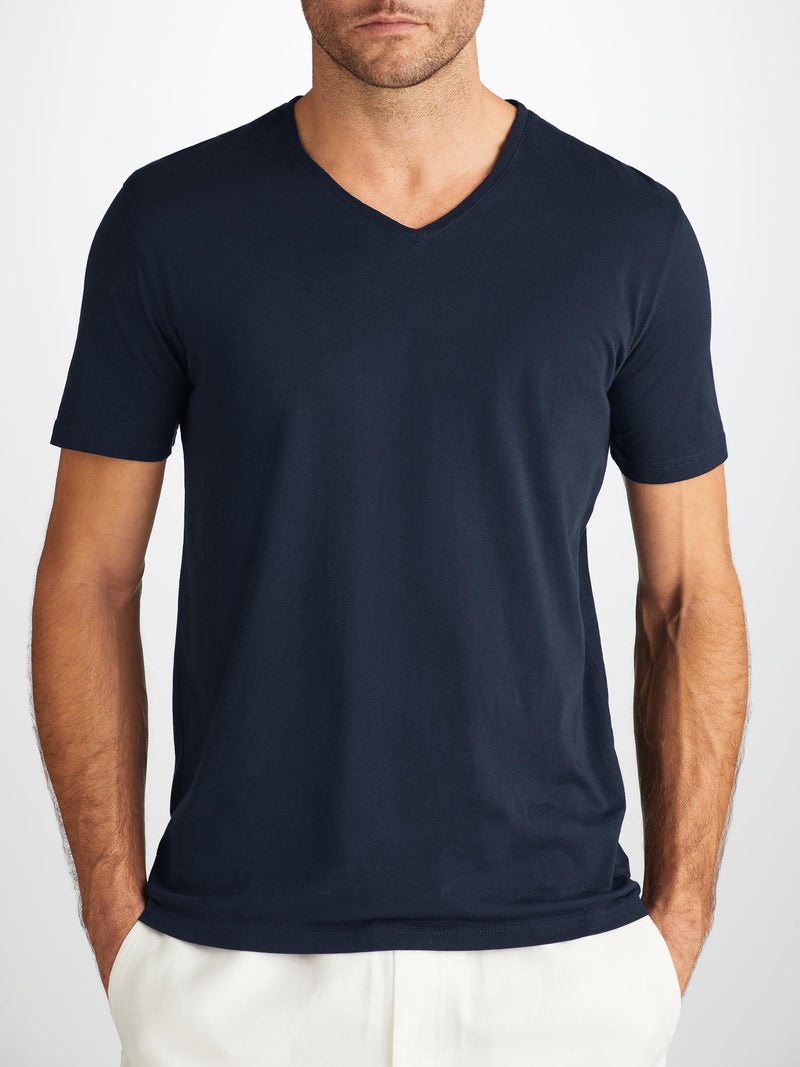Men's V-Neck T-Shirt Riley Pima Cotton Navy - 7
