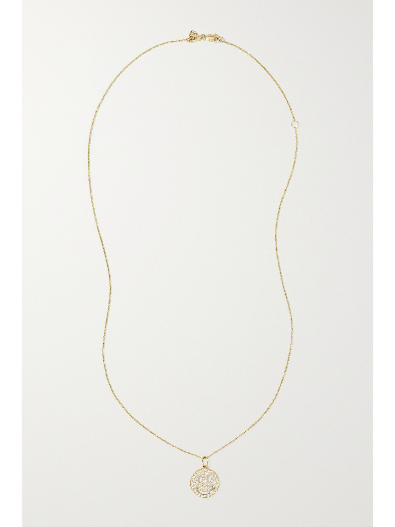 Medium Happy Face 14-karat gold diamond necklace Gold - 3