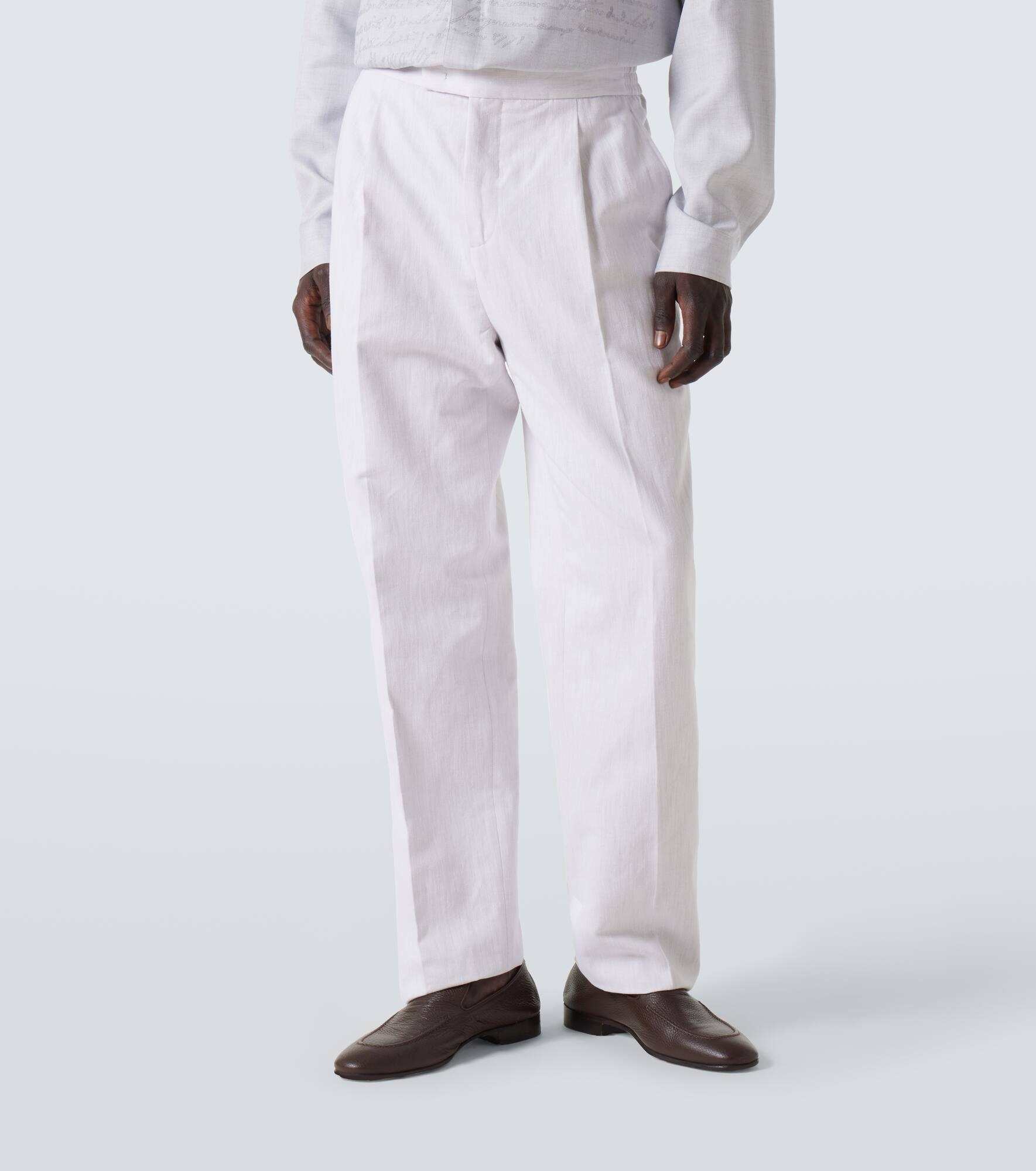 Cotton and linen straight pants - 3