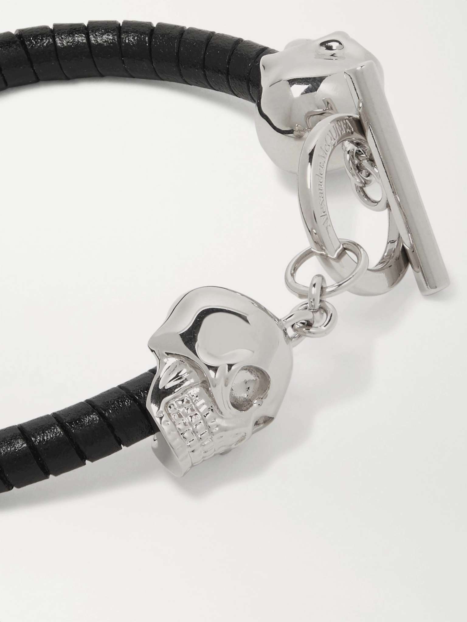 Silver-Tone and Leather Bracelet - 4