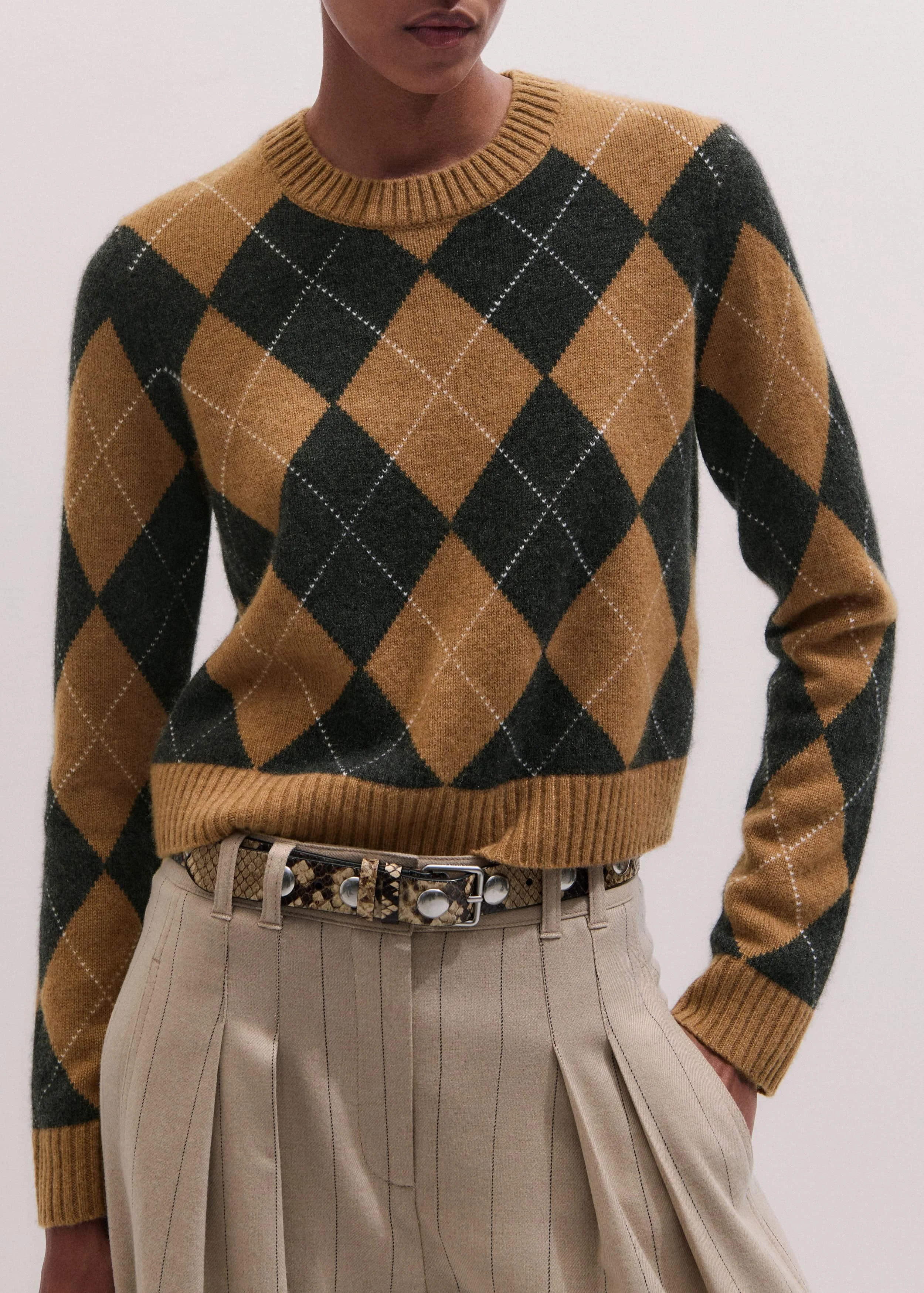 Relaxed Argyle Sweater - 1