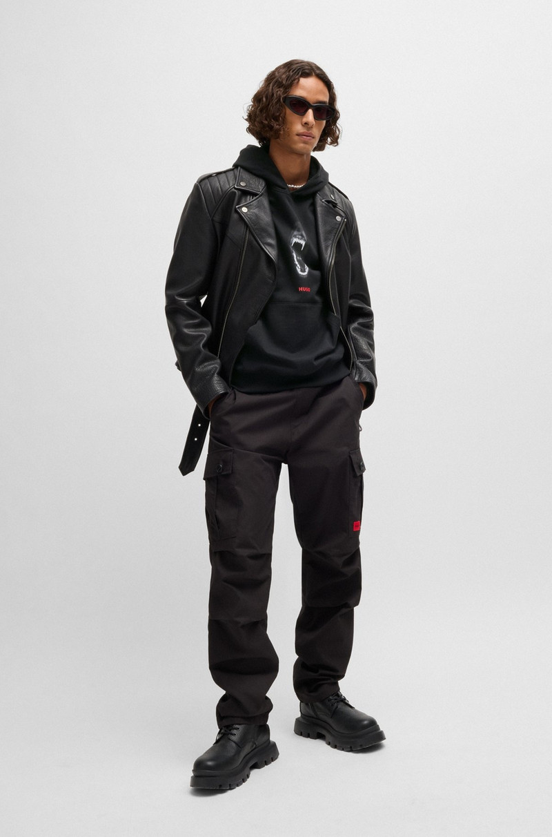 HUGO COTTON-TERRY REGULAR-FIT HOODIE WITH ANIMAL GRAPHICS outlook