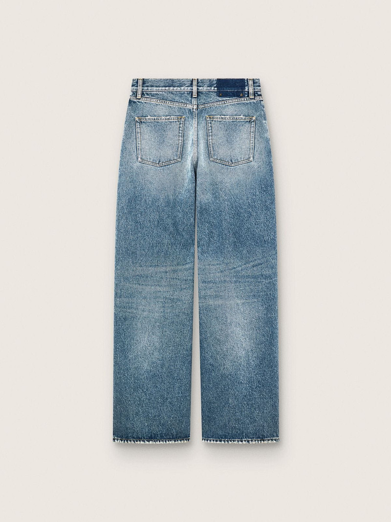 Golden Goose Golden women's boyfriend jeans in stone-washed light blue denim outlook