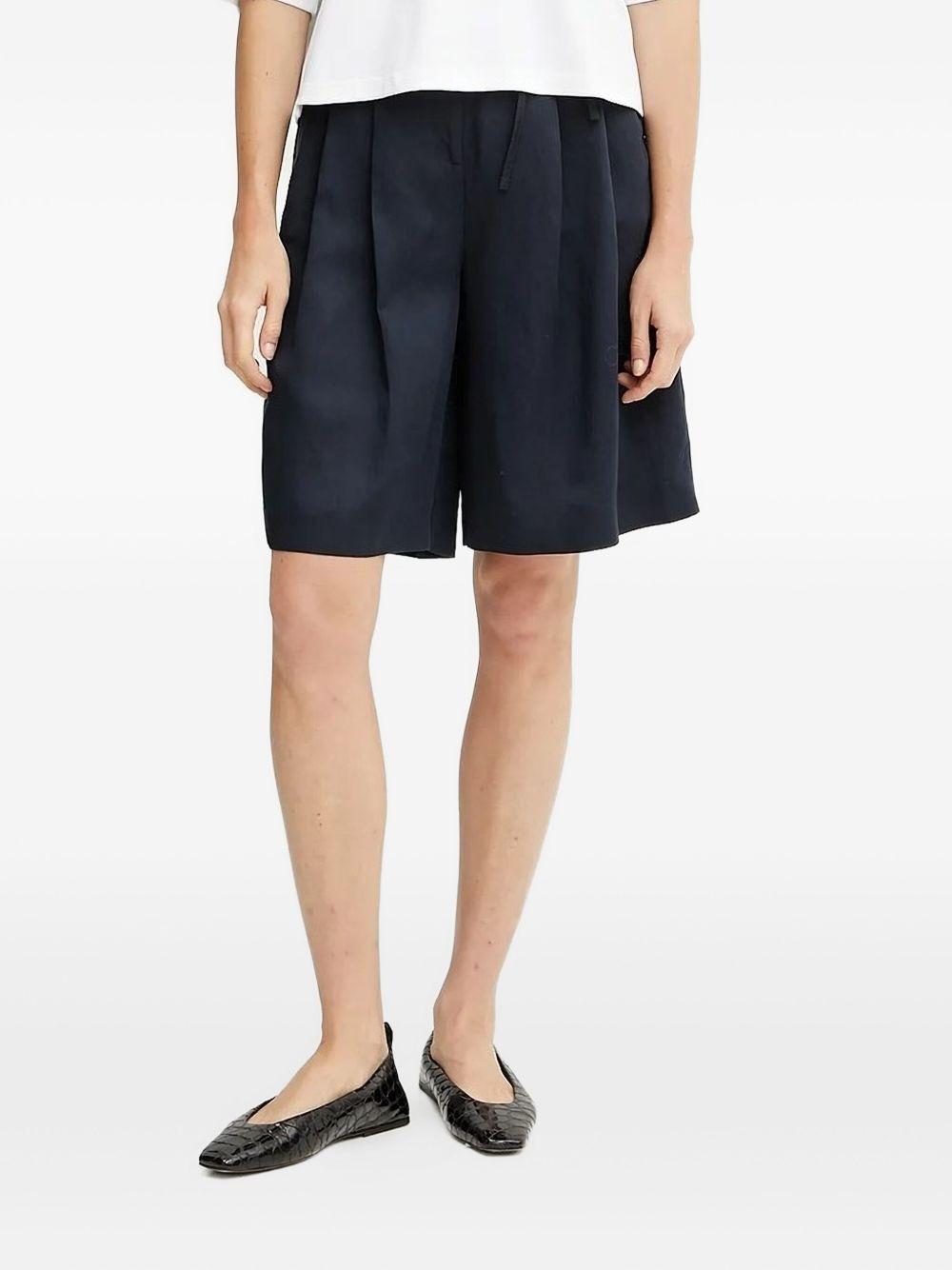 pleated belted shorts - 1