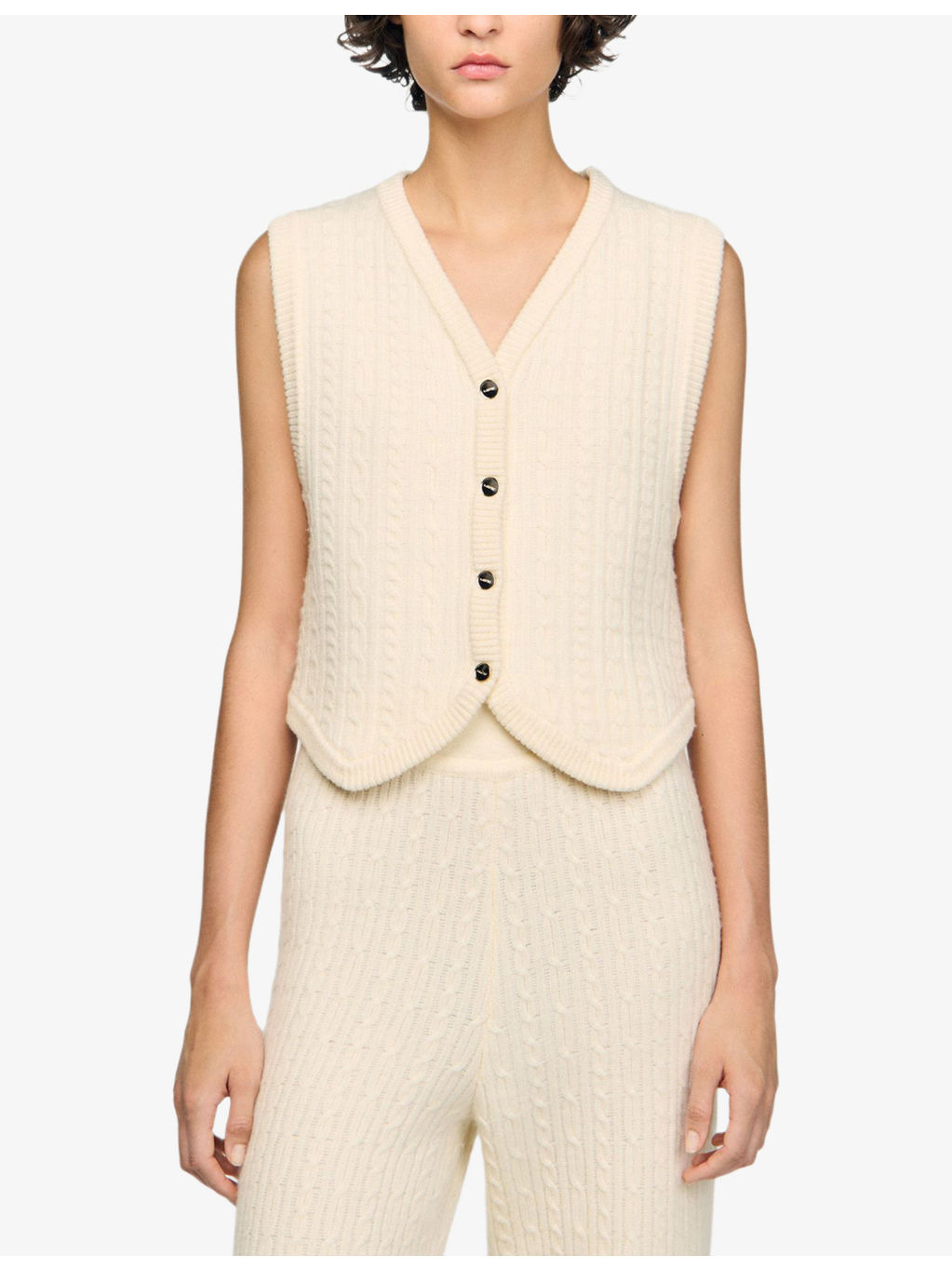 V-Neck Cable-Knit Wool-Blend Jacket - 3