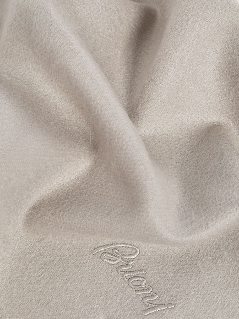 logo-embroidered fringe scarf - 3