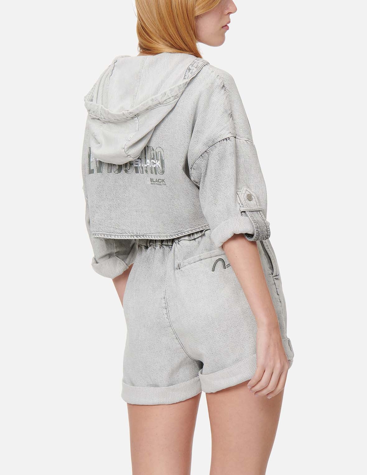 Open-Back Knit Denim Jumpsuit - 4