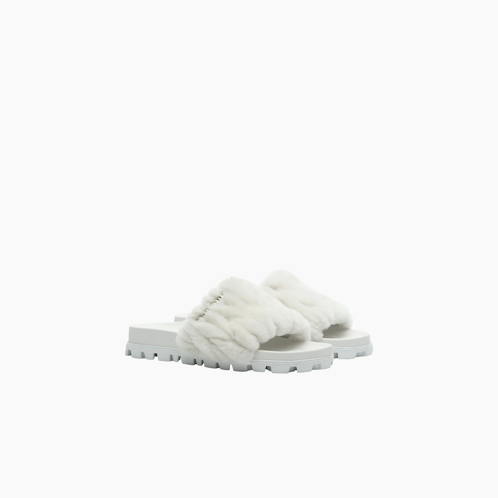 Matelassé shearling slides - 1