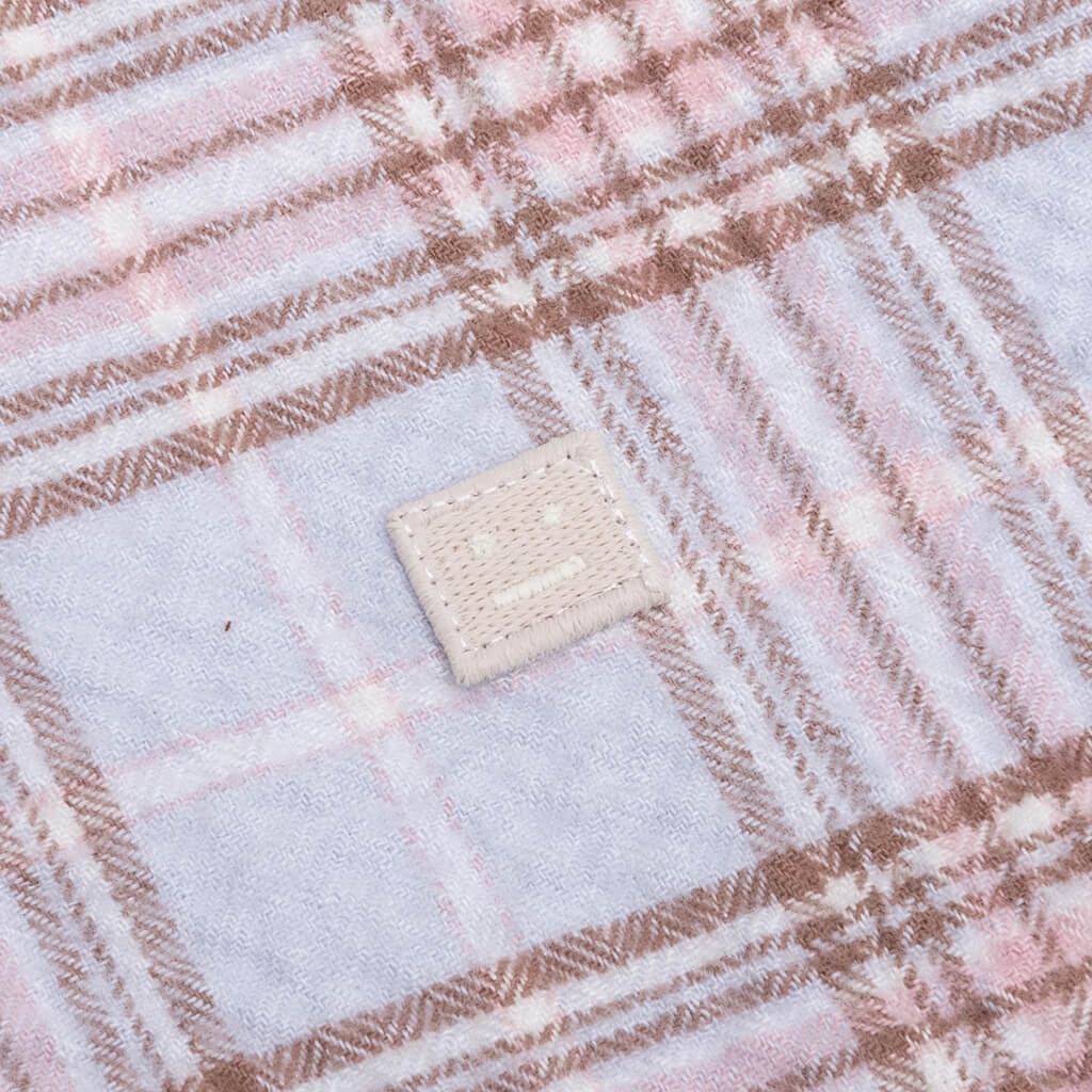 CHECK FLANNEL BUTTON-UP SHIRT - LIGHT BLUE/PINK - 4