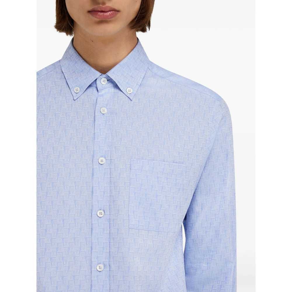 Ferragamo Blue Shirts Men - 6