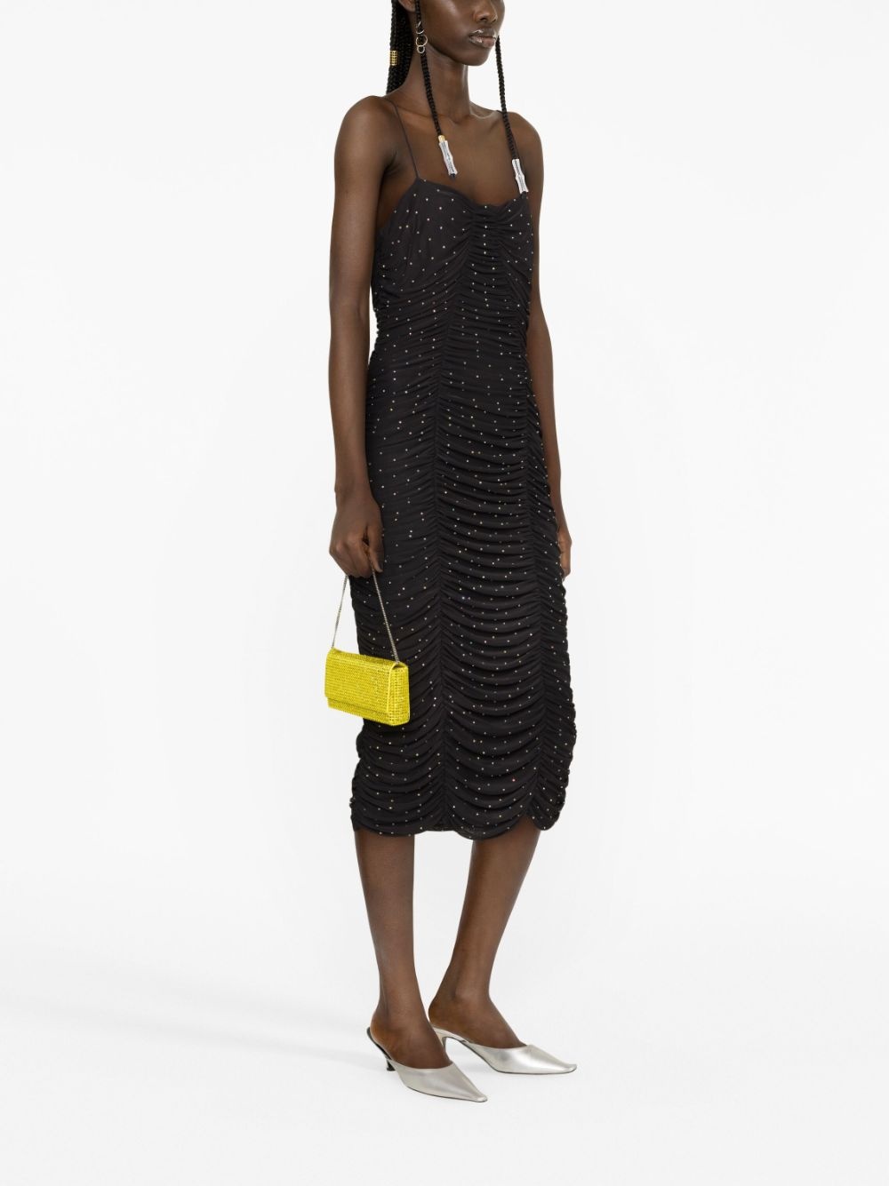 crystal-embellishment ruched dress - 4