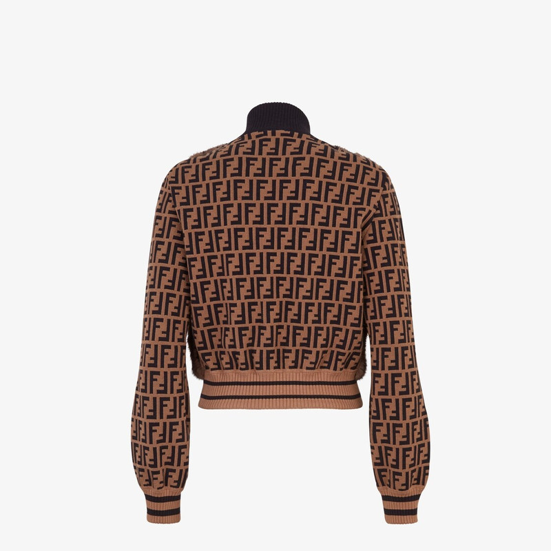 Knit and inlaid mink fur bomber jacket 2