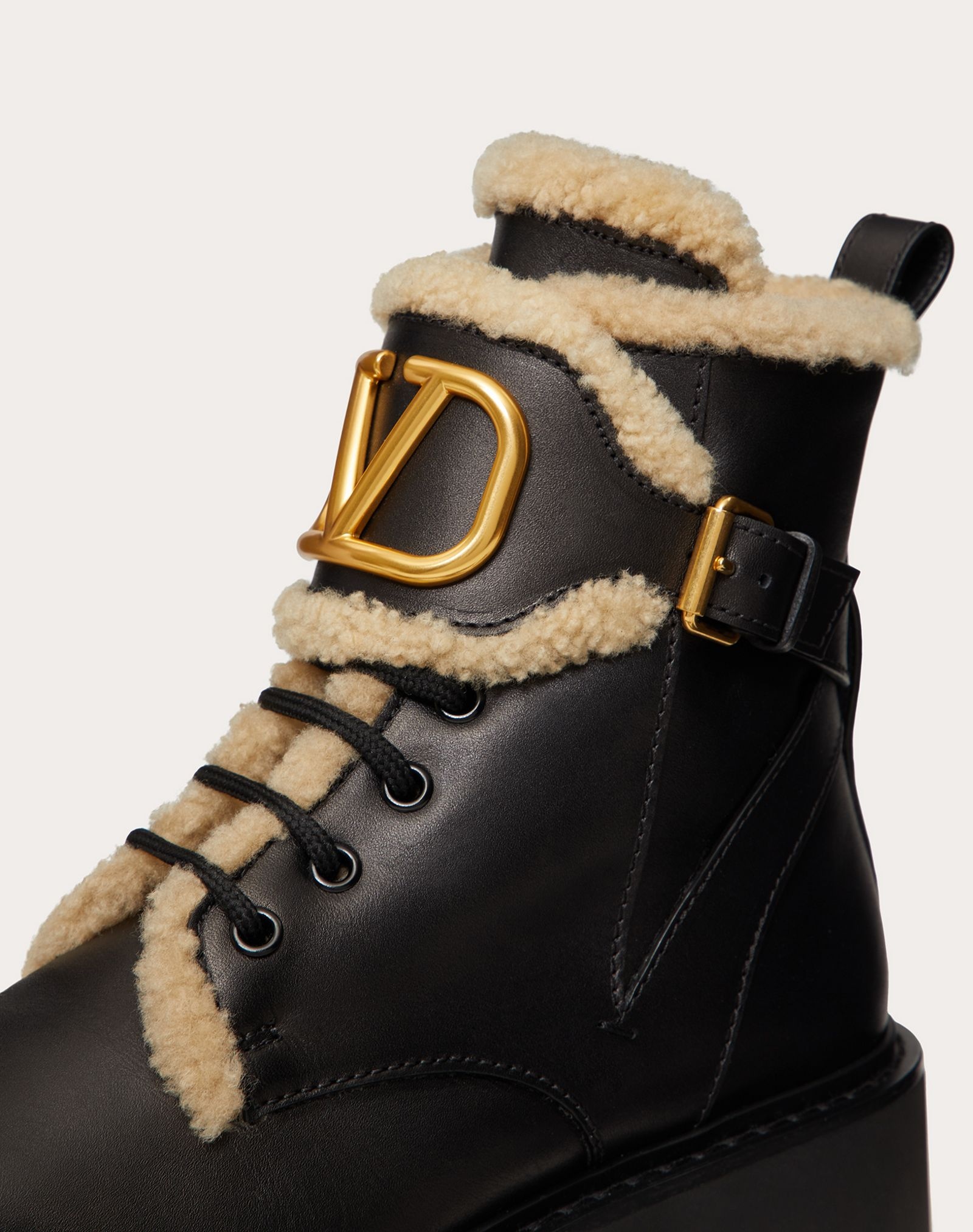 VLogo Signature Calfskin and Shearling Combat Boot 35 mm - 5