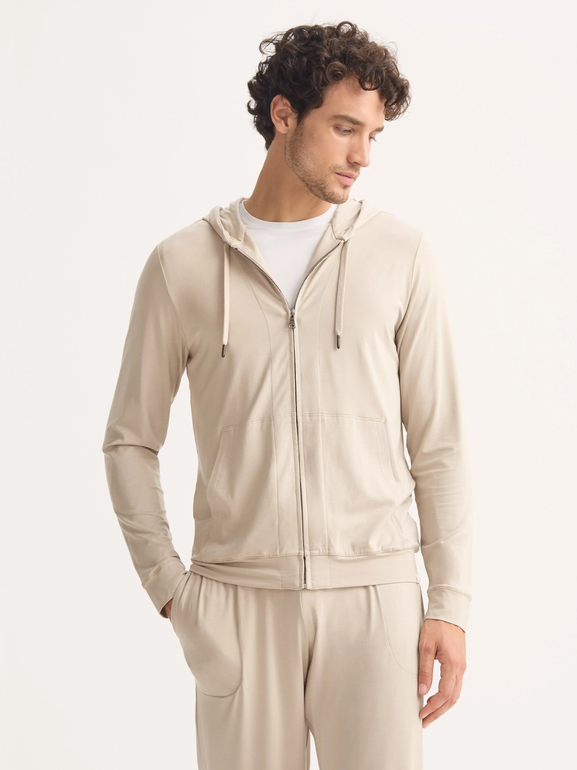 Men's Hoodie Basel Micro Modal Stretch Light Stone - 1